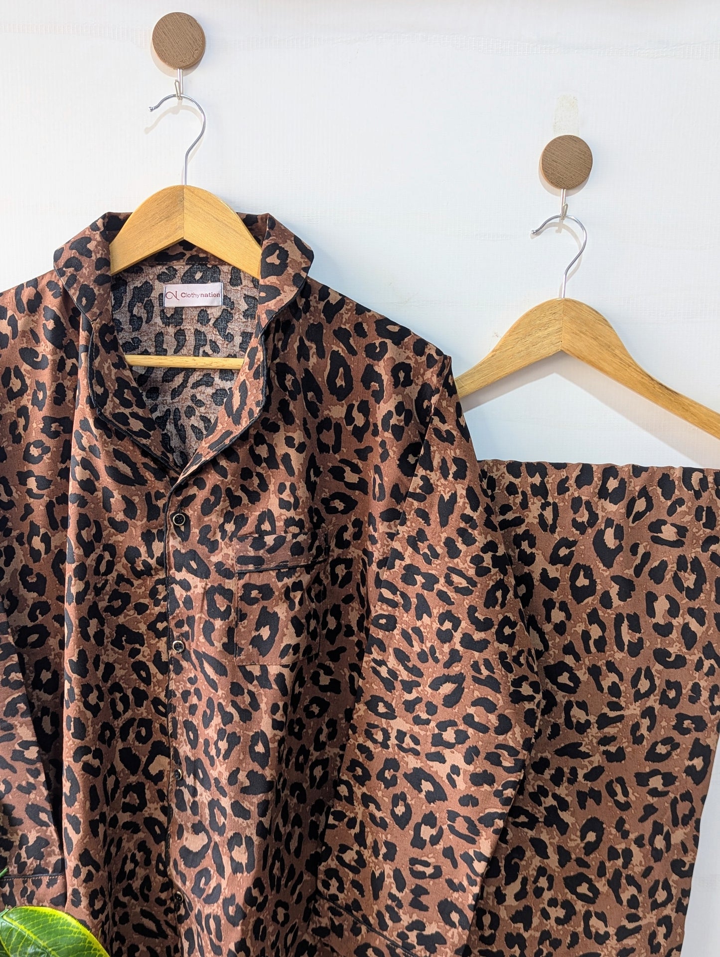 Brown Leopard Linen PJ Set
