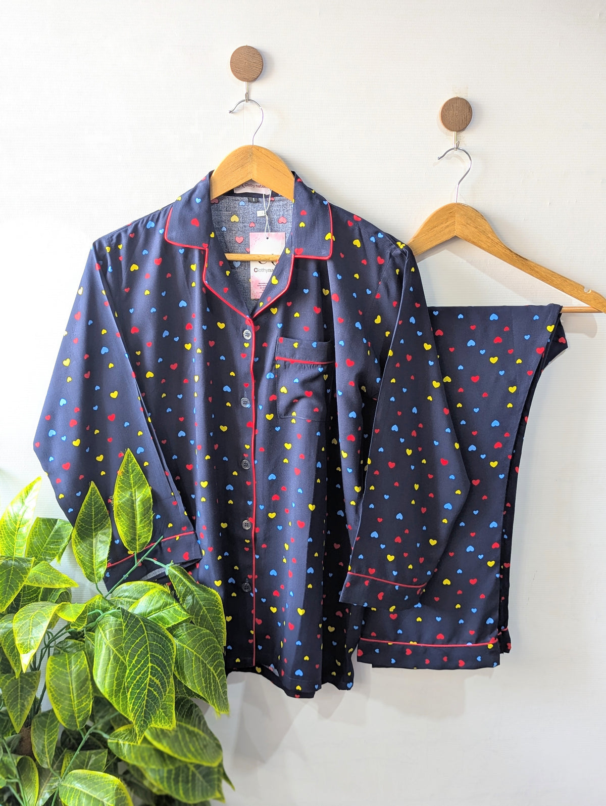 Navy Little Hearts Linen PJ Set