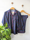 Navy Little Hearts Linen PJ Set