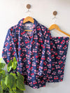 Blue & Pink Cherry Linen PJ Set