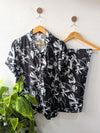 Black Leafs Linen PJ Set - Half Sleeves