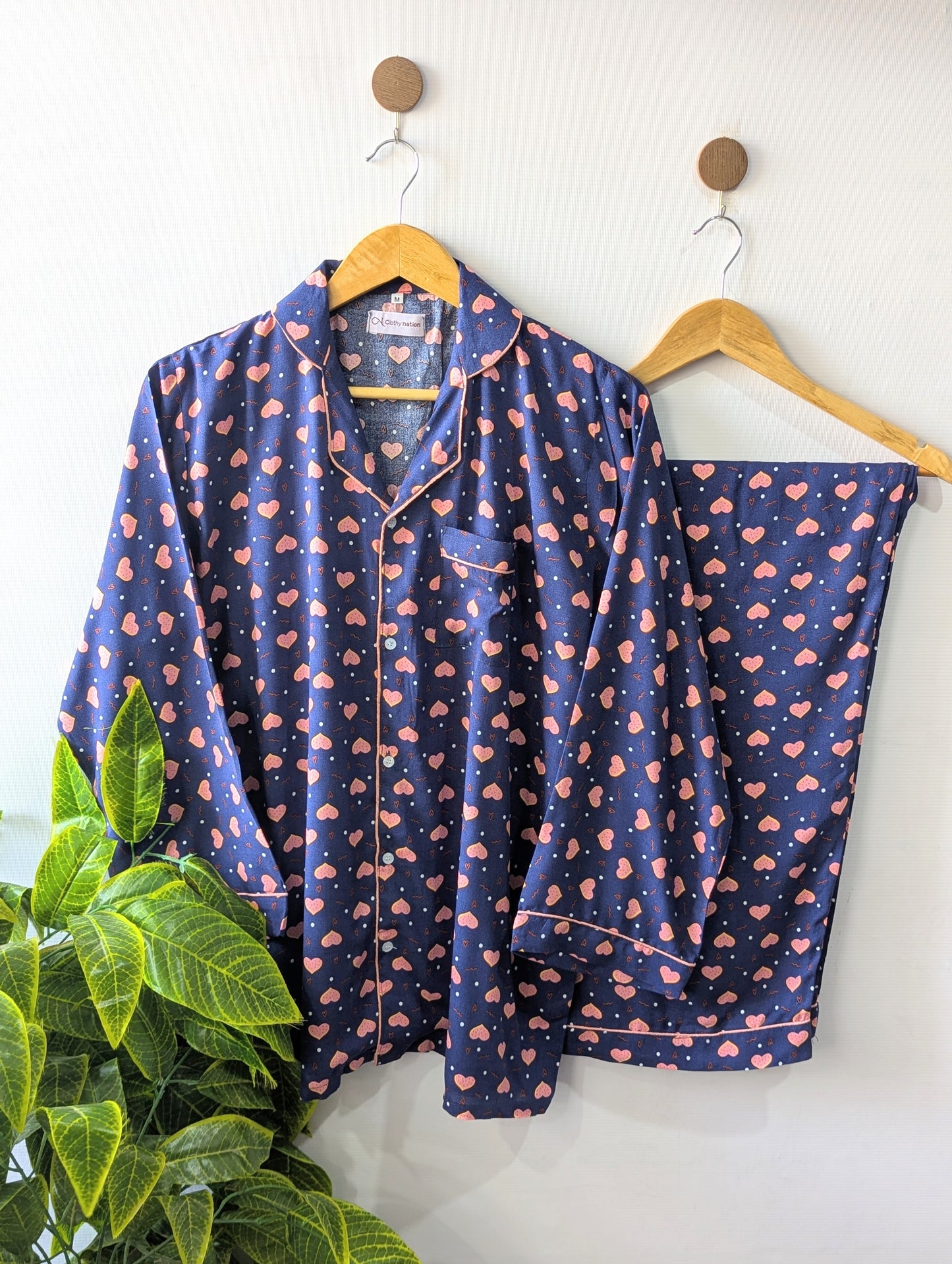 Blue Hearts Linen PJ Set