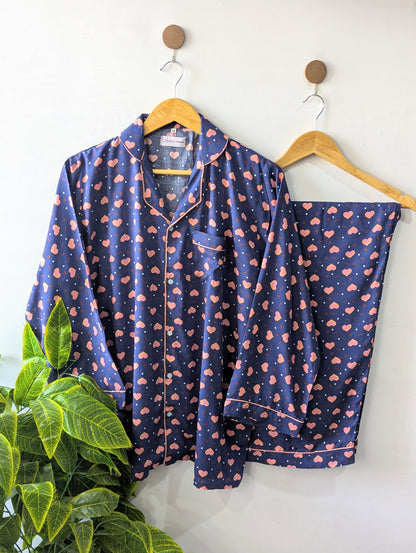 Blue Hearts Linen PJ Set