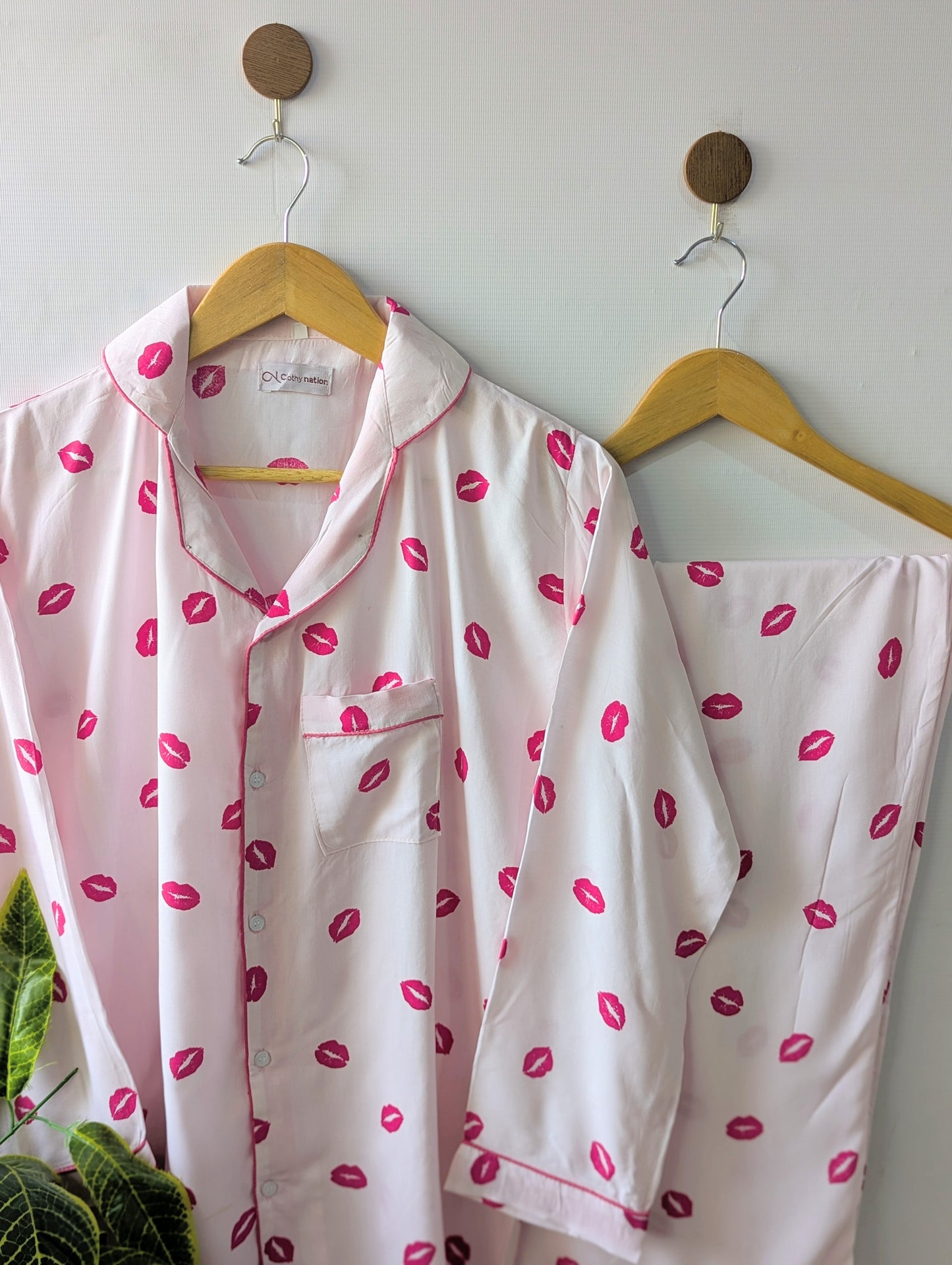 Pink Kisses Linen PJ Set