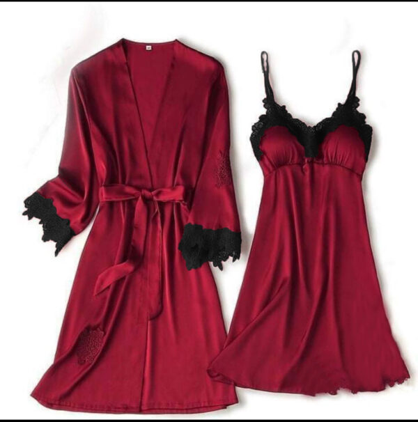 Premium & Sexy SILK Nighty For Women - 2pc Set - Image 2