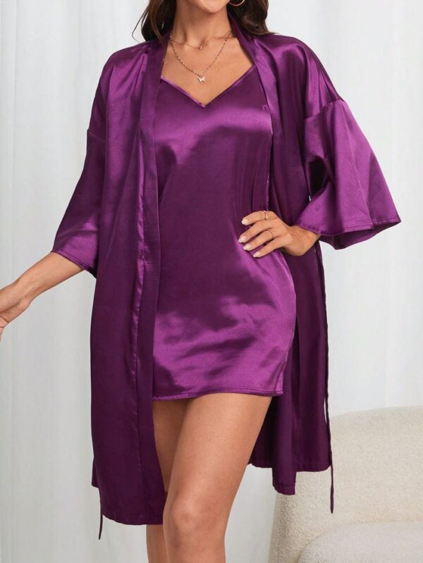 Soft Silk 2pc Robe & Slip Chic Nighty Set - Image 5