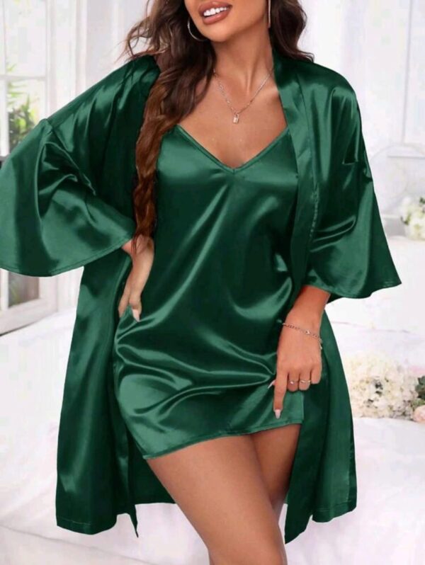 Soft Silk 2pc Robe & Slip Chic Nighty Set - Image 4