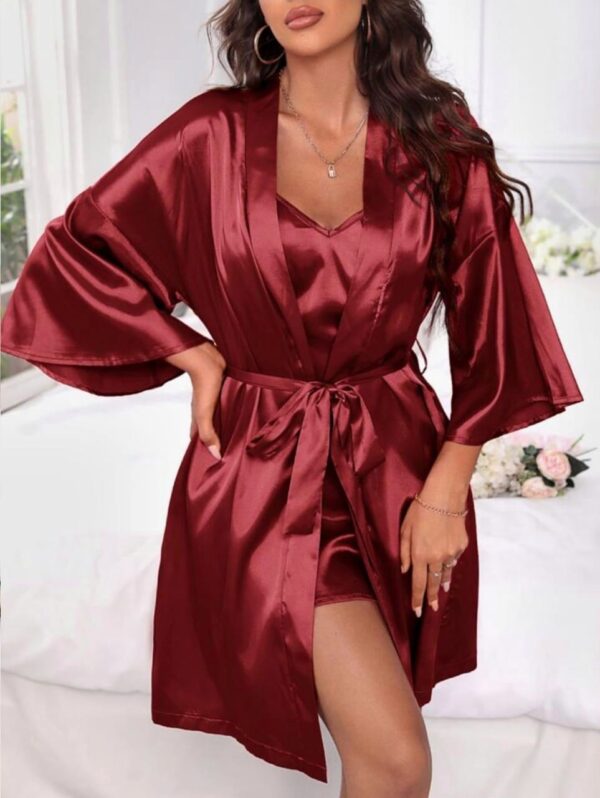 Soft Silk 2pc Robe & Slip Chic Nighty Set - Image 2