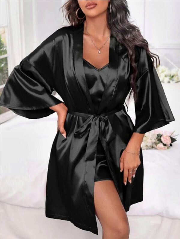 Soft Silk 2pc Robe & Slip Chic Nighty Set - Image 3