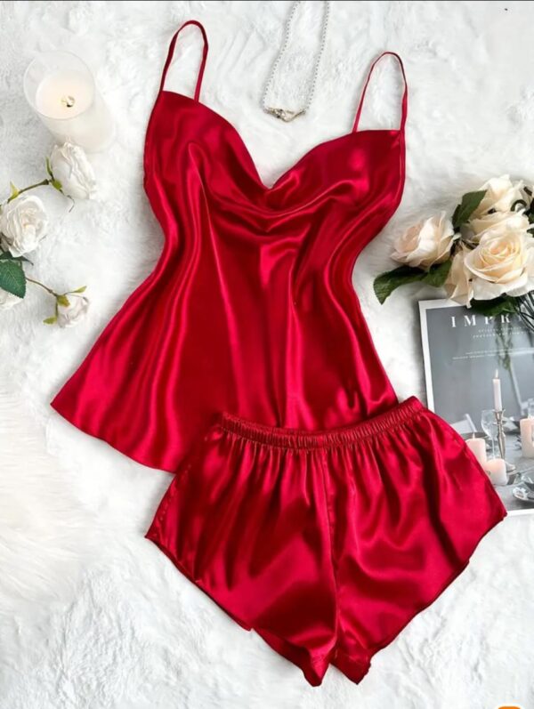 Soft Silk Cami Sexy Short Nighty Set - 2pc