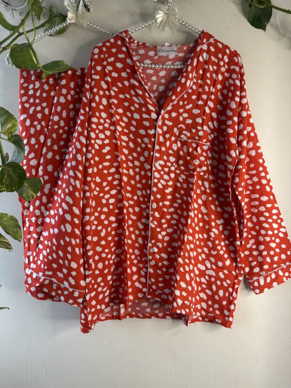 Red Stones Linen PJ Set