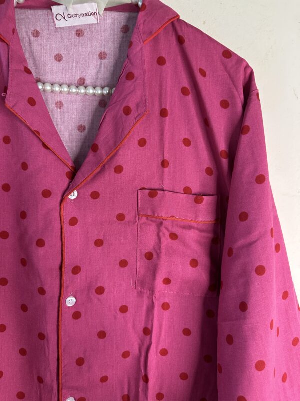 Shocking Pink Polka Linen PJ Set - Image 2