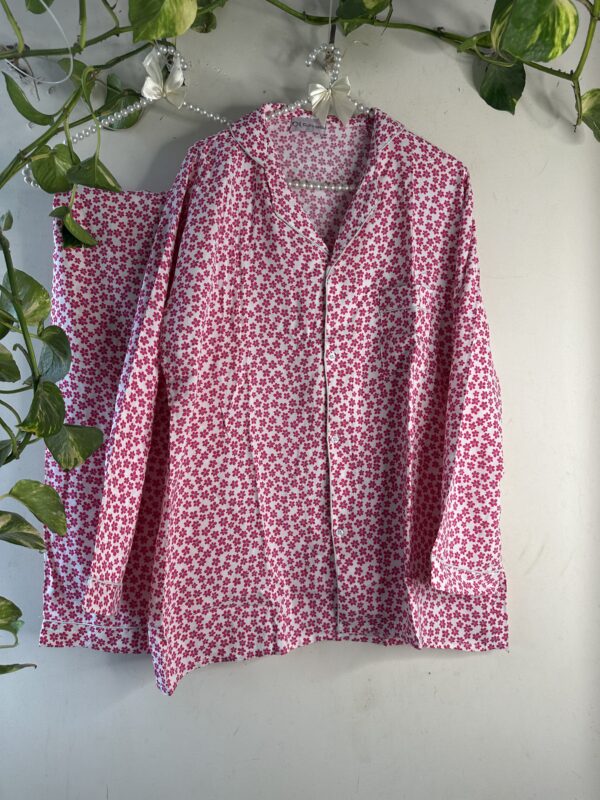Pink Flowers Linen PJ Set